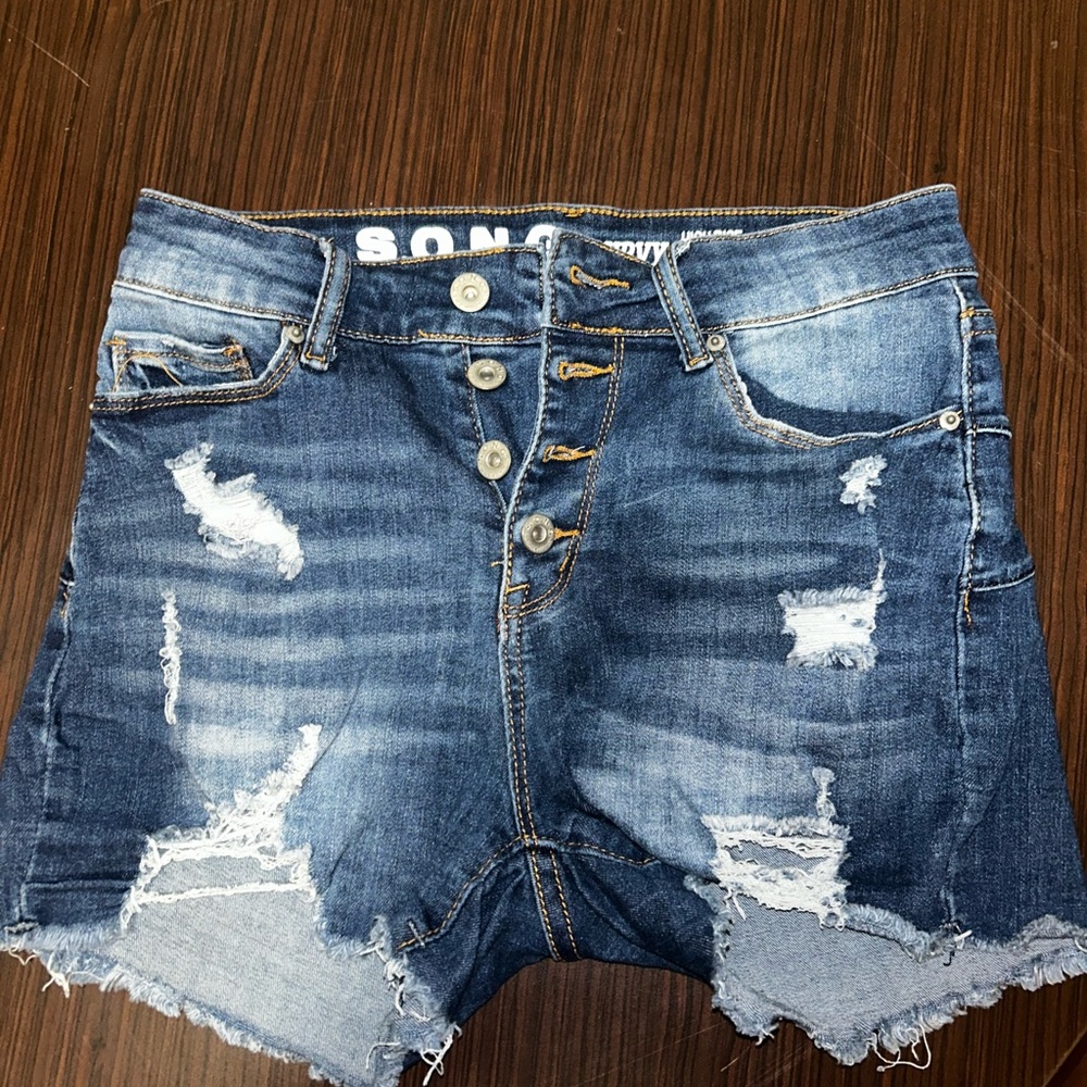 SONO High Waist Distressed Denim Shorts